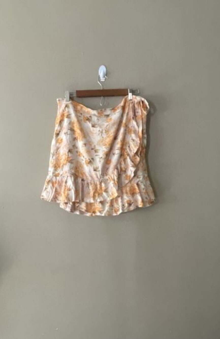 American Eagle Floral Print Ruffled Wrap Mini Skirt